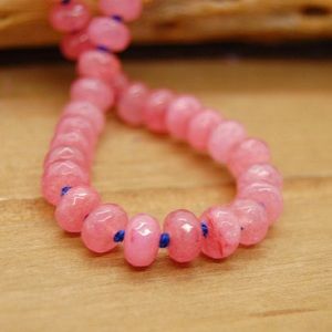 Watermelon Jade Silk Candy necklace sterling silver